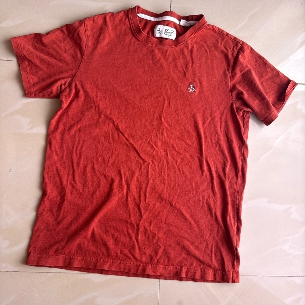 An Original Penguin T Shirt Mens Large Maroon Stretch Casual Short Sleeve M - Picture 5 of 14